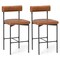 Set of 2 20-Inch Upholstered Bar Stools with Backrest for Counter Height Seating